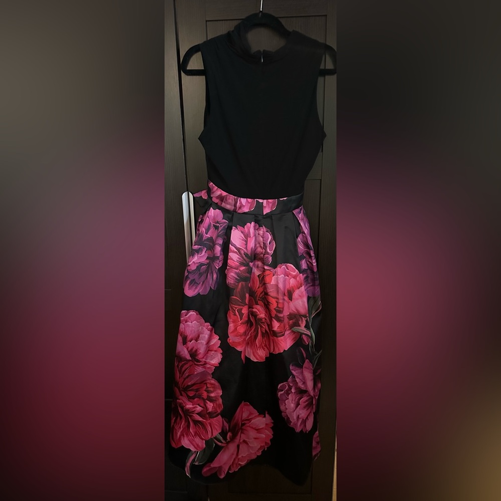Floral Black and Pink Women's Dress